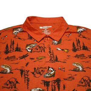 Weekend Soul Men's Size - XL Orange Fishing Graphic Print Short Sleeve Polo